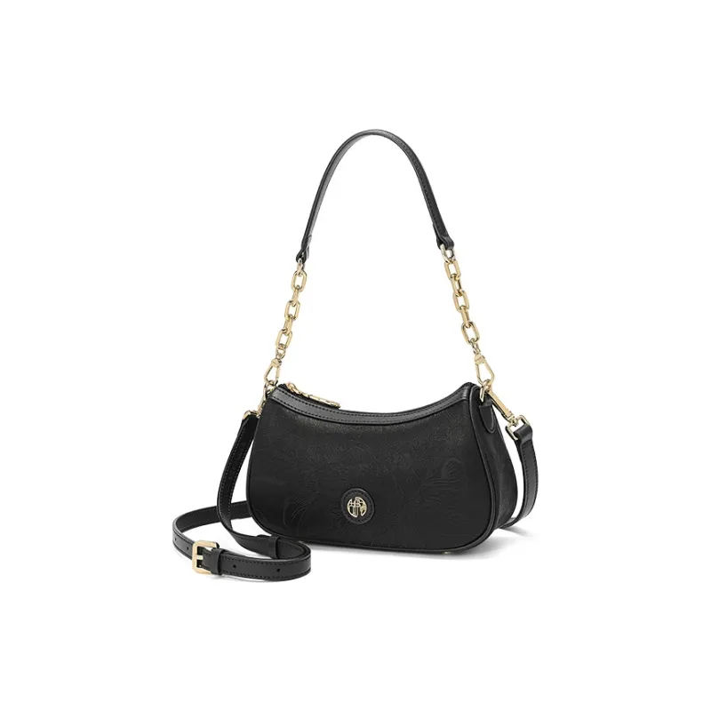 Ancient Yi Xi Mulberry Silk Shoulder Bag Trumpets Women's Black-1