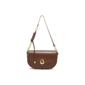 MICOCAH PU Saddle Bag Crossbody Shoulder Bag Regular Women's Caramel Tea/Ballo Black