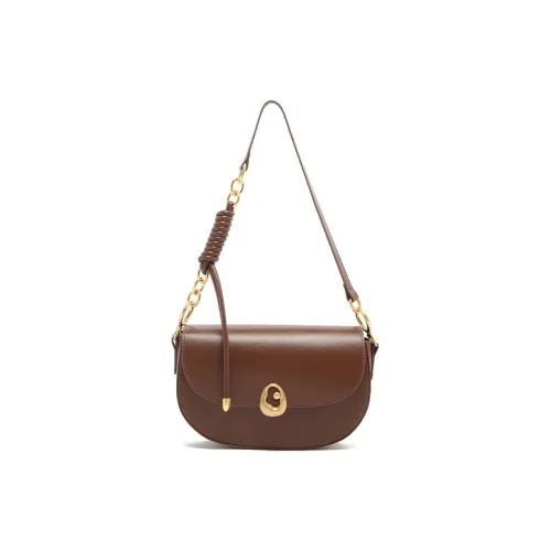 MICOCAH PU Saddle Bag Crossbody Shoulder Bag Regular Women's Caramel Tea/Ballo Black