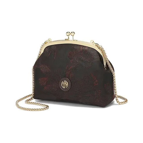 Ancient Yi Xi Silk Shoulder Bag Trumpets Women's Dark Red Brown-1
