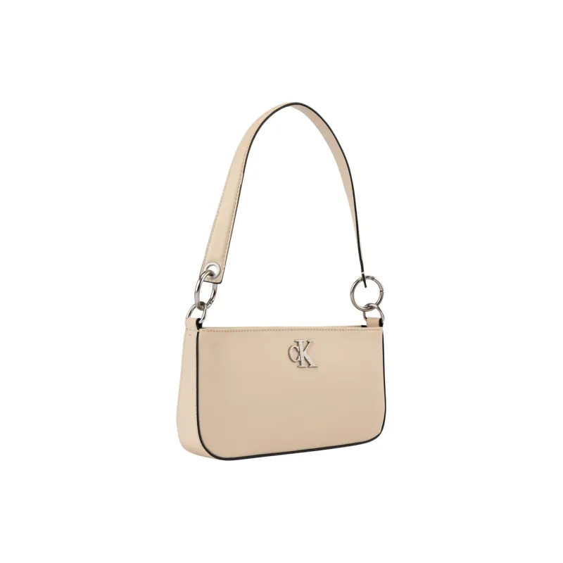 CALVIN KLEIN Blended Material Shoulder Bag Medium Size Women's Almond Yellow-1