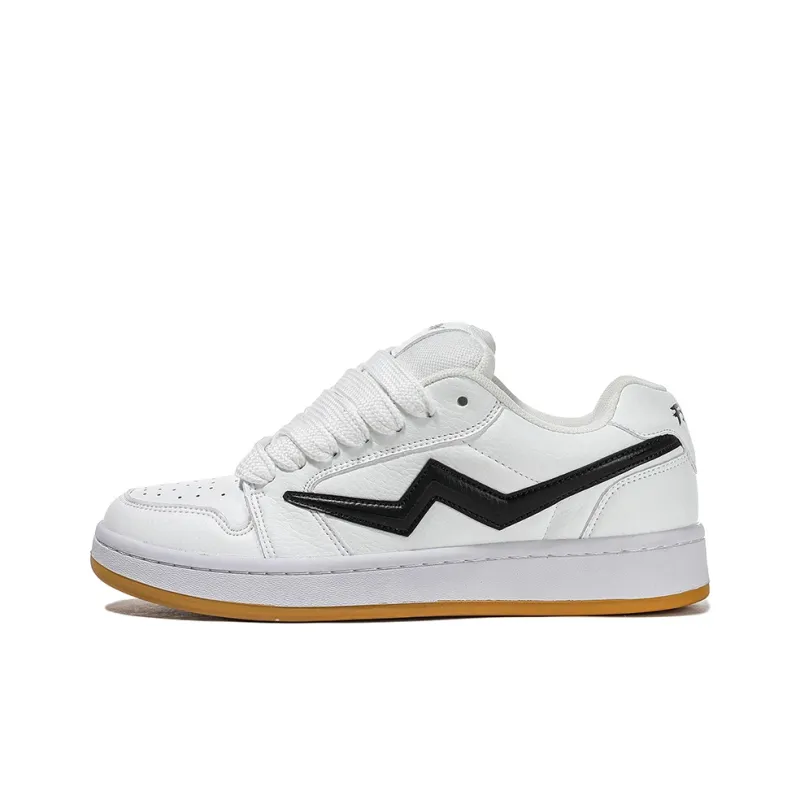 FERW Coverage Slip-Resistant Cushioning Wear-Resistant Breathable Low-Top Skateboard Shoes Unisex Black Lightning-0