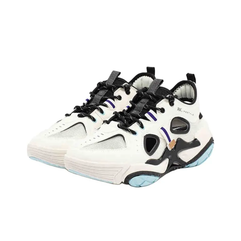 361° Cushioning Wear Resistant Low Top Casual Shoes Men's Feather White/Obsidian Black-3