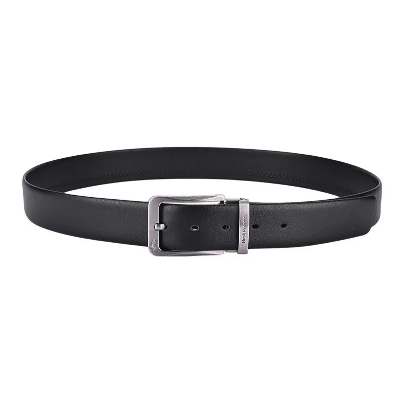 Hush Puppies Cow Leather Belts Men's Black Width 3.8CM-2