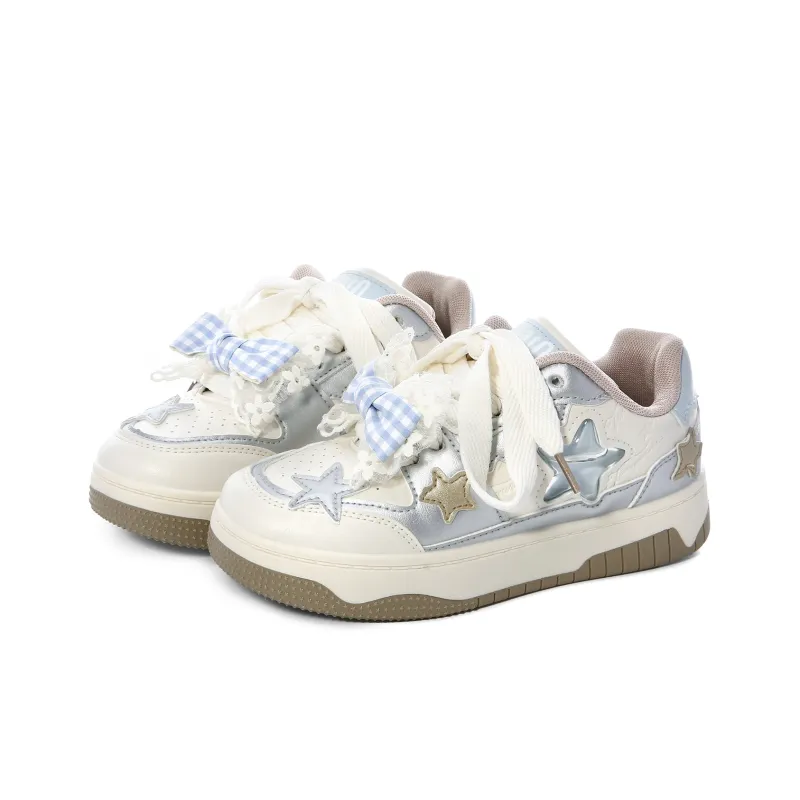 Lovely You Lightweight Low-Top Skateboard Shoes Women's Beige Silver-7