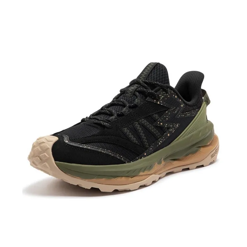 361° Non slip Wear resistant Shock Absorption Low Top Casual Trail Running Running Shoes Men's Black Green-1
