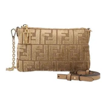 FENDI Velvet Clutch Women's Light Brown