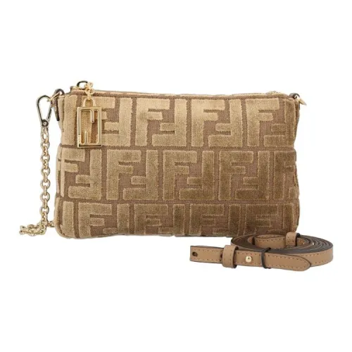 FENDI Velvet Clutch Women's Light Brown