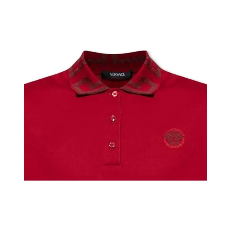 VERSACE Medusa Embroidered Short Sleeved Polo Shirt-4
