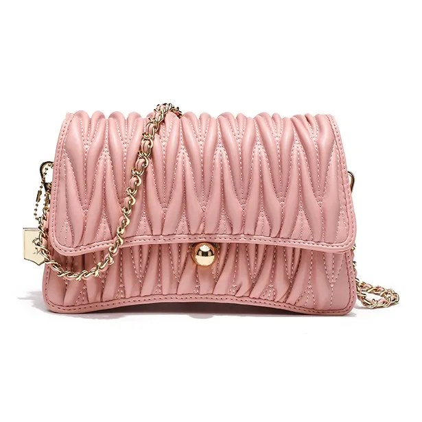 Vigno Synthetic Leather Shoulder Bag Women's Crystal Pink/Ecru/Silver/Black-10