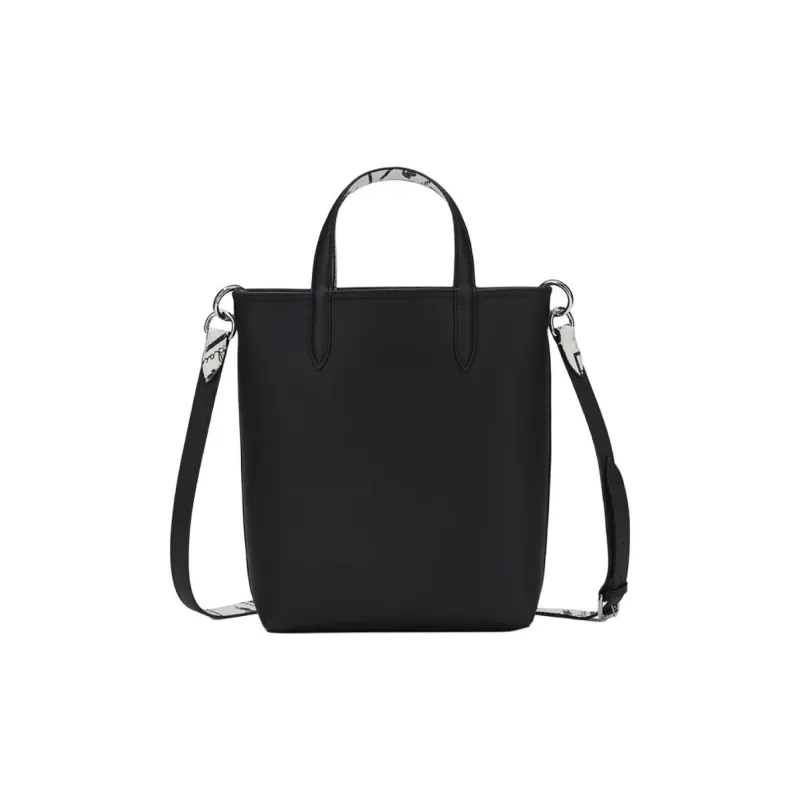 LACOSTE PVC Tote Bag Shopping Bag Handbag Medium Size Women's Black & Ecru-2