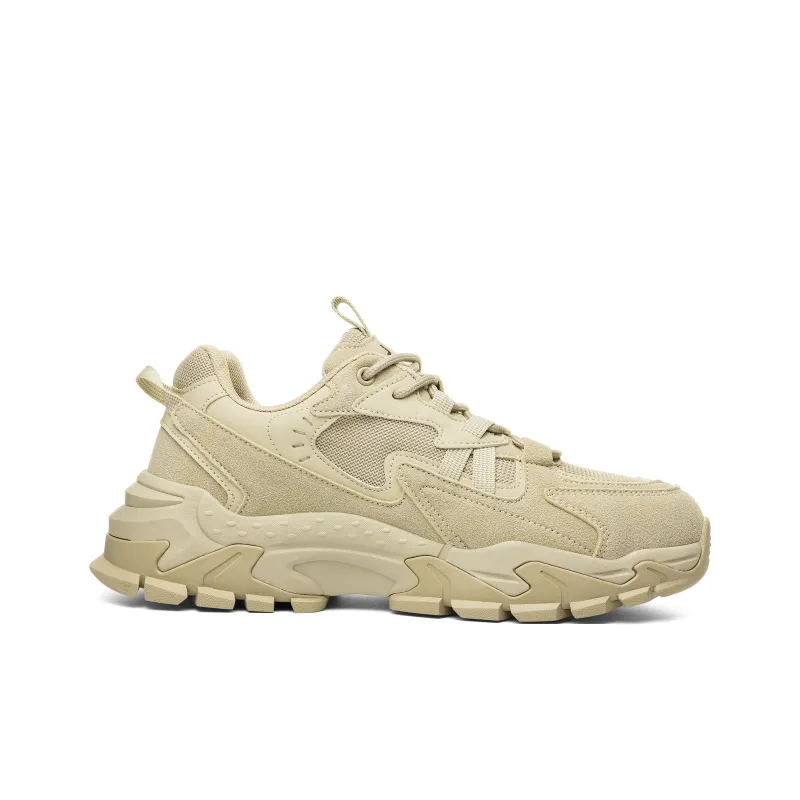 JEEP SPIRIT Cushioning Anti Slip Wear Resistant Breathable Height Increasing Low Top Chunky Sneakers Men's Light Sandy-1