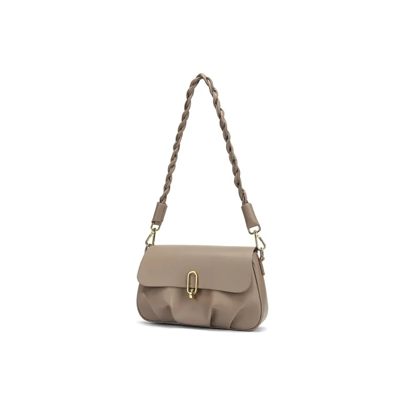 FAIRWHALE Synthetic Leather Shoulder Bag Women's Ecru/Milk Tea Beige-7