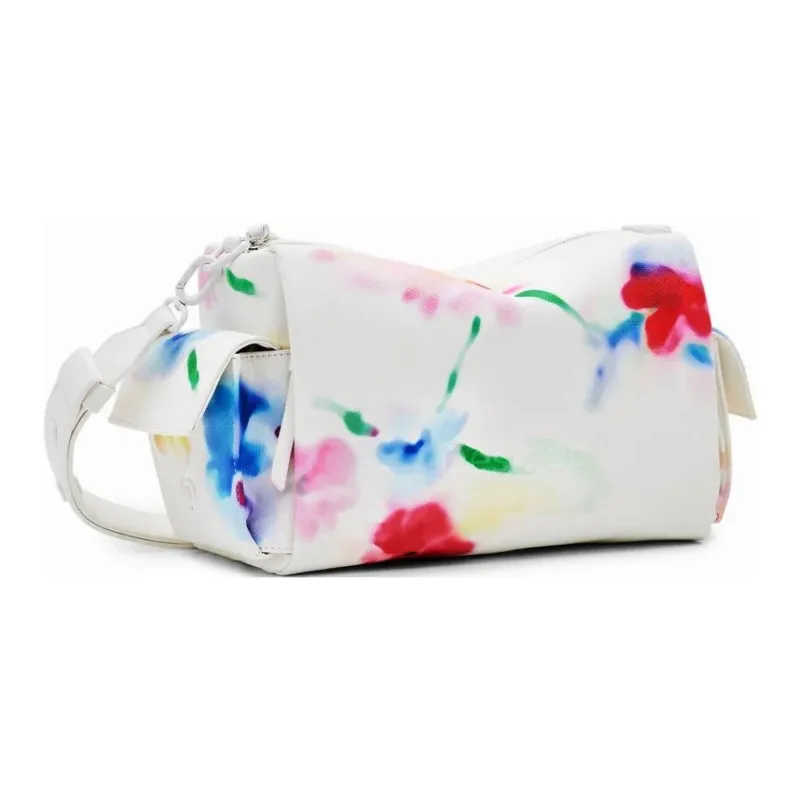 Desigual Recycled PU Shoulder Bag Medium Size Women's White & Multicolor-1
