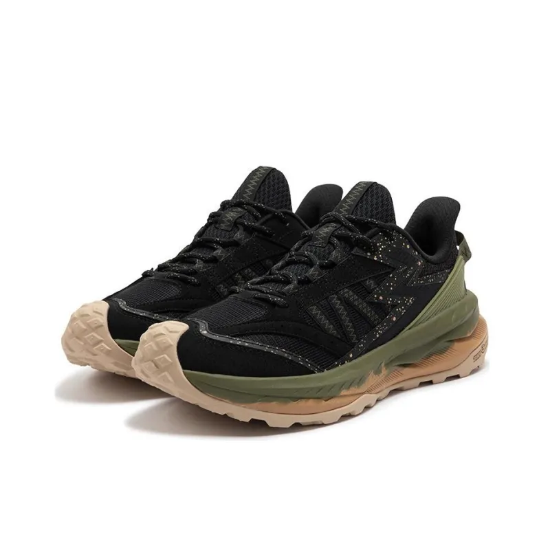 361° Non slip Wear resistant Shock Absorption Low Top Casual Trail Running Running Shoes Men's Black Green-2