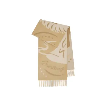 Burberry Cashmere Knit Scarves Unisex Yellow