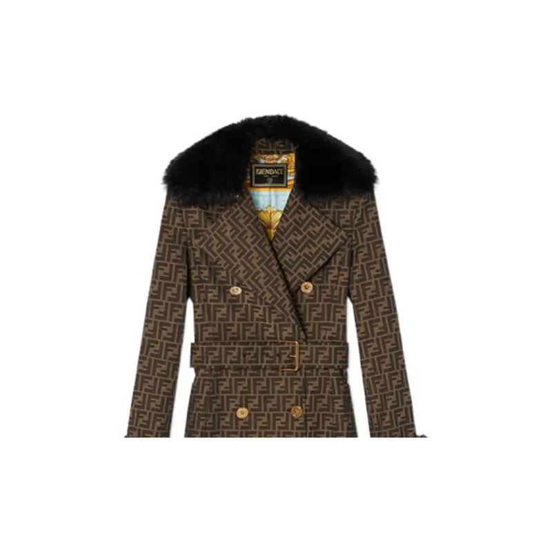 Fendi X VERSACE Trench Coats Women's Brown-4