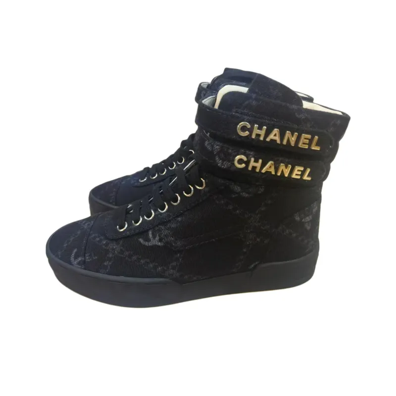 CHANEL High Top Skateboard Shoes Women's Black-2
