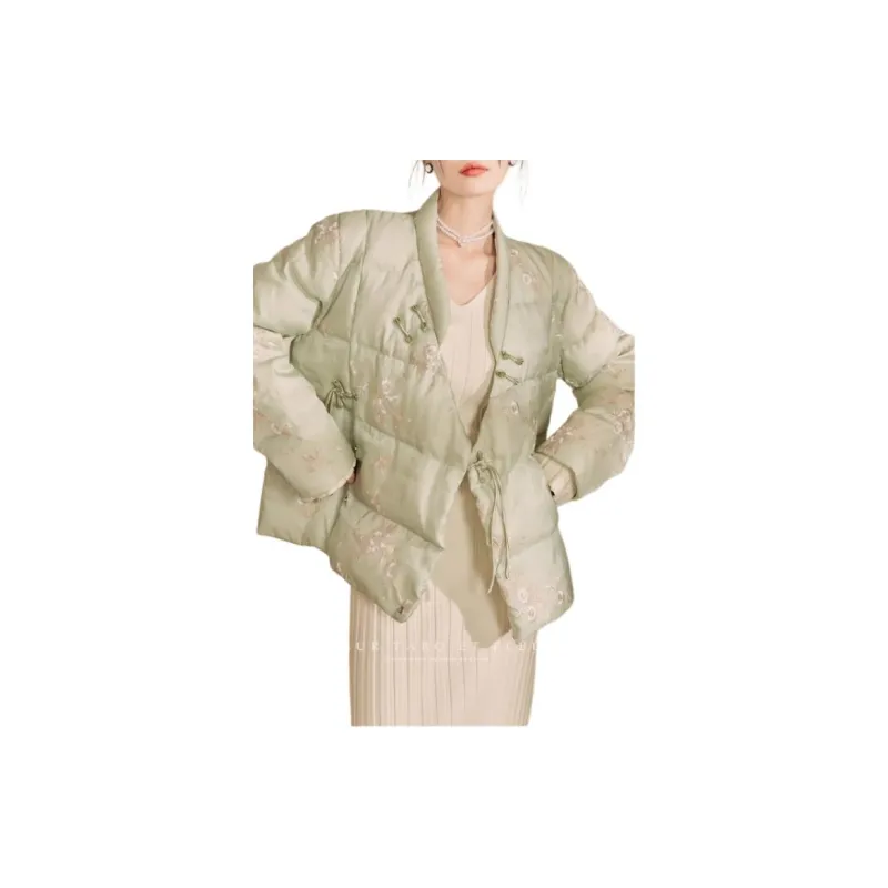 QIAOYUHUAZUN Puffer Jacket Women's Light Green-2