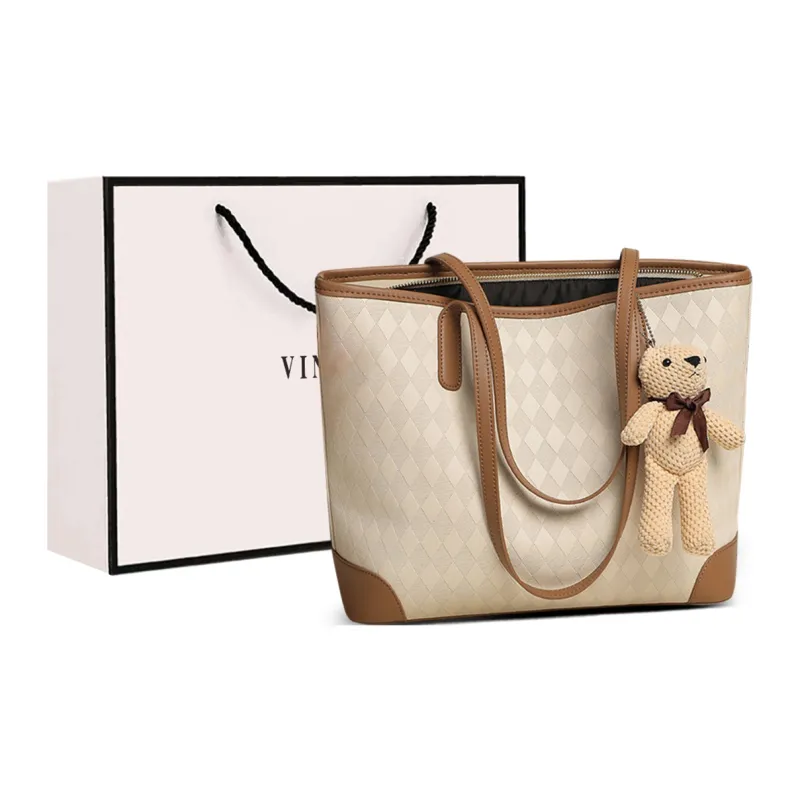 VINEY Cow Leather Shoulder Bag, Tote Bag, Shopping Bag Tubas Women's Ecru-0