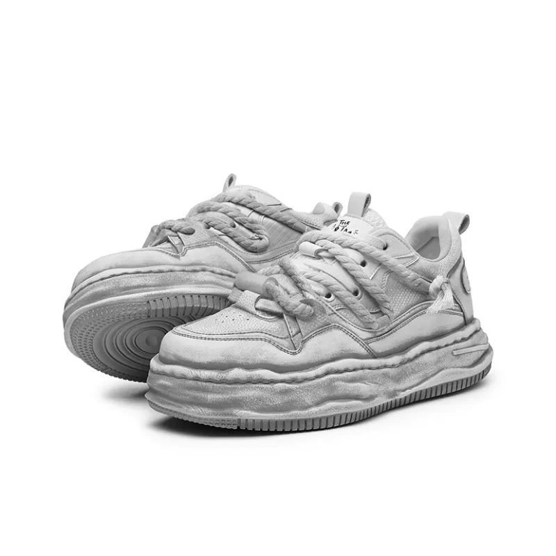 Angelmi Anti Slip Wear Resistant Low Top Skateboard Shoes Unisex White Gray-4