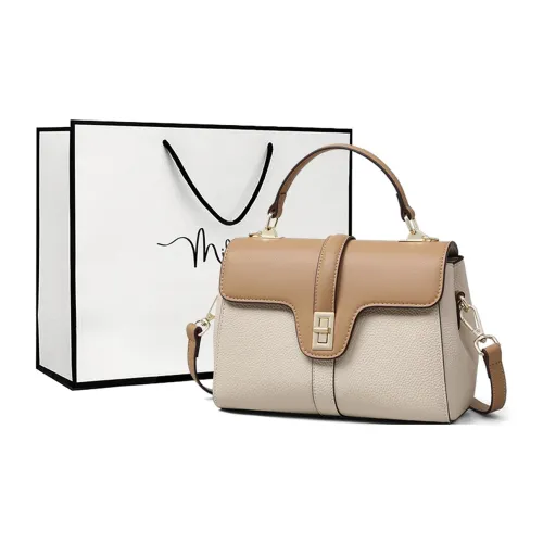 MILLIE'S Cow Leather Underarm Shoulder Bag, Crossbody Bag, Handbag Women's White & Apricot