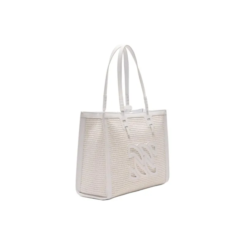 Casadei Cotton Tote Bag, Shopping Bag, Shoulder Bag Women's White-1