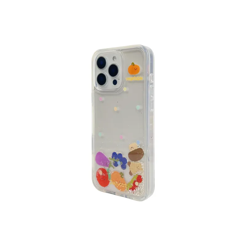 Wei Xin Acrylic Material Glitter Vegetable Slider Phone Cases Compatible With IPhone 16/15 Pro Max/Apple 13/14 Pro/Max-2