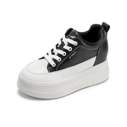 RED DRAGONFLY Platform Shoes Height Increasing Lightweight Low Top Casual Shoes Women's White Black