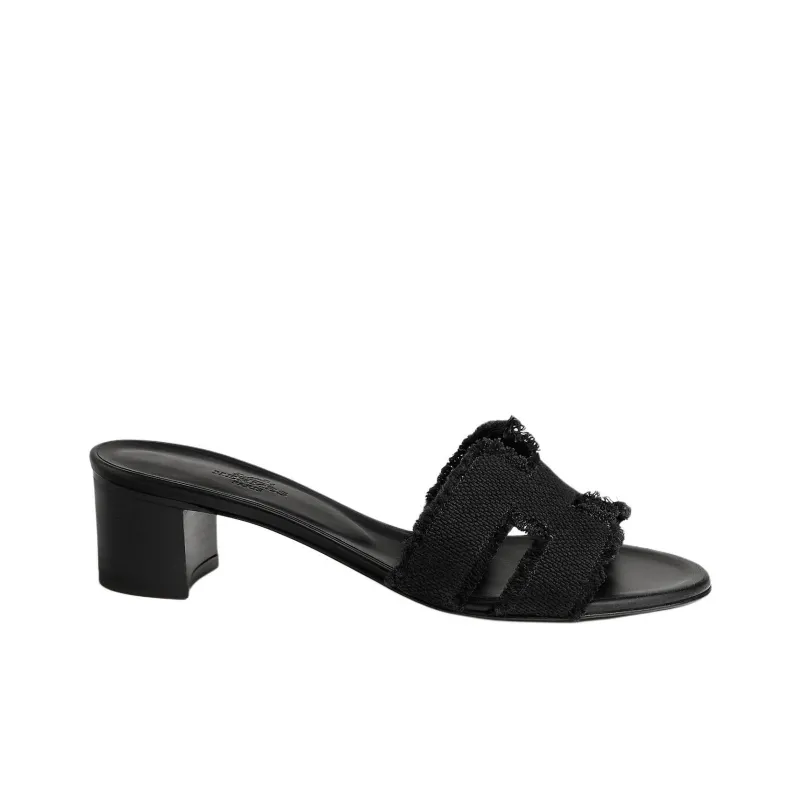 HERMES Oasis Slide Slippers 5cm Women's Black-1