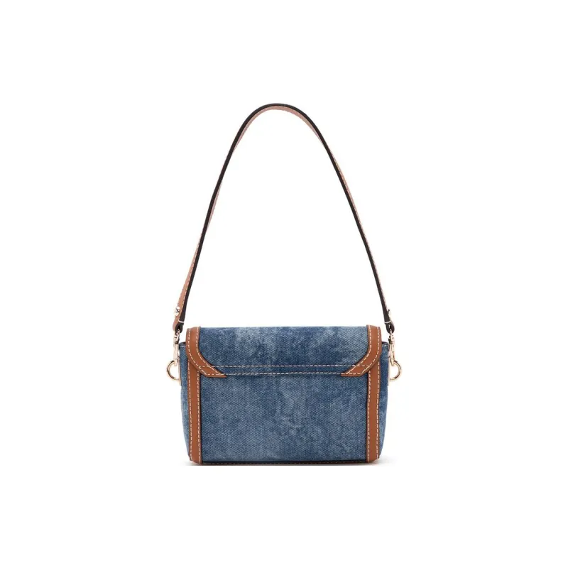 GUESS Fabric Artificial Leather Shoulder Bag Medium Size Women's Dark Blue-2