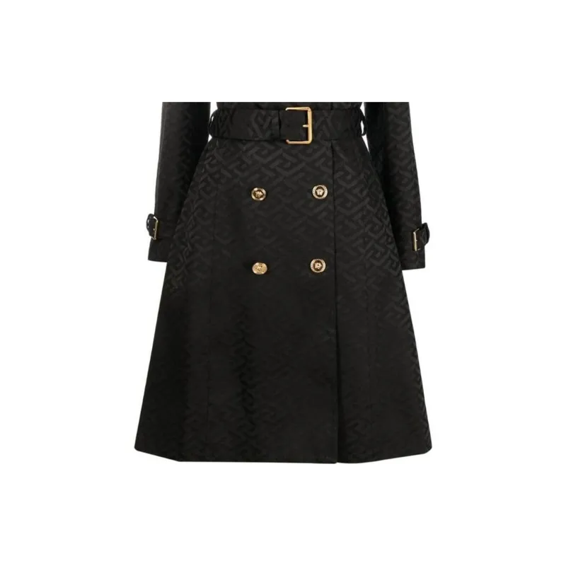 VERSACE Trench Coats Women's Black-3