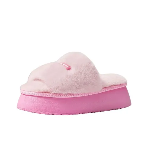 HUANQIU Quiet Slip-Resistant Abrasion-Resistant Slide Slippers Women's Rose Red