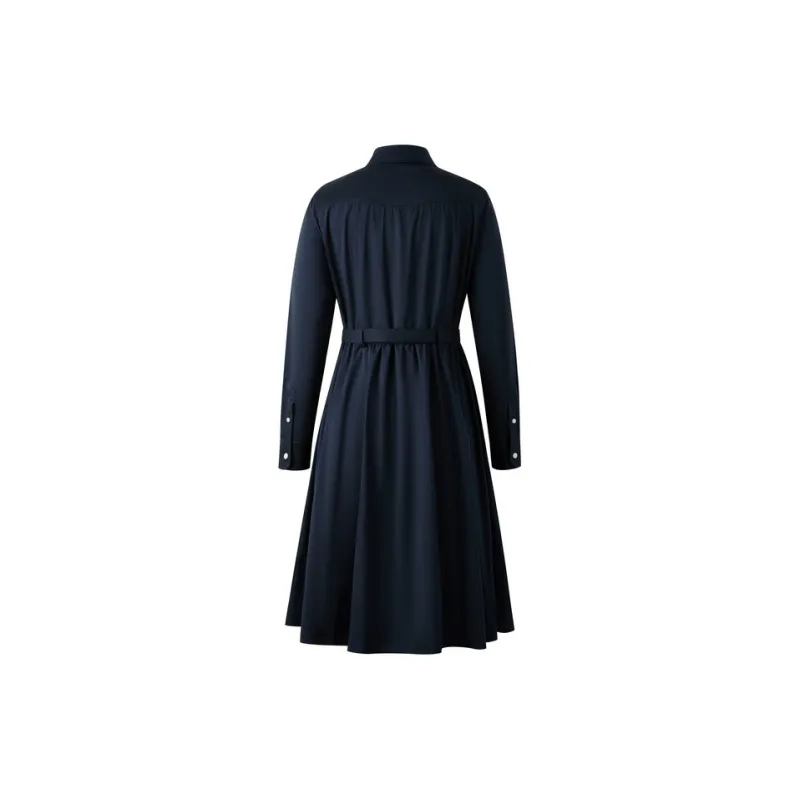 E.land Long Sleeved Dress Women's Navy Blue-1