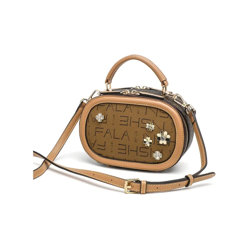 Vigno Synthetic Leather Shoulder Bag Crossbody Bag Handbag Regular Women's Brown/Ecru/Coffee-1