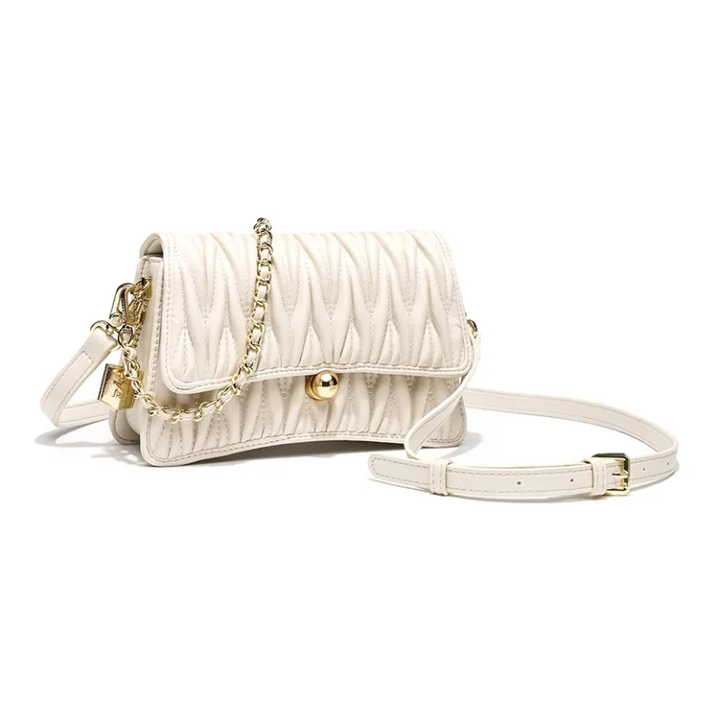 Vigno Synthetic Leather Shoulder Bag Women's Crystal Pink/Ecru/Silver/Black-3