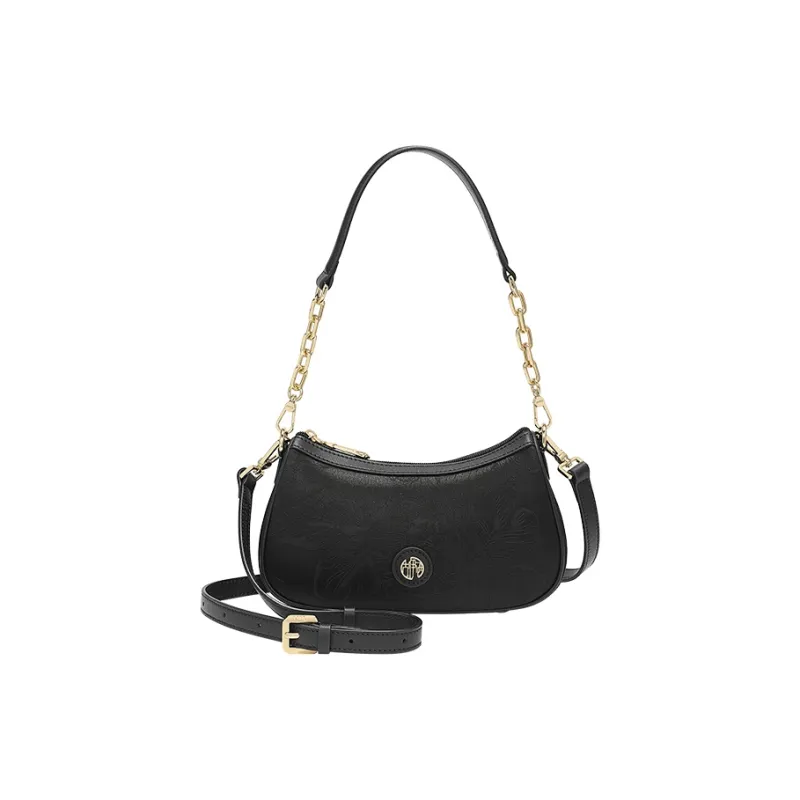 Ancient Yi Xi Mulberry Silk Shoulder Bag Trumpets Women's Black-0