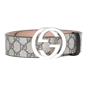 GUCCI Interlocking G Palladium Buckle Belt Gg Supreme 1.5'W