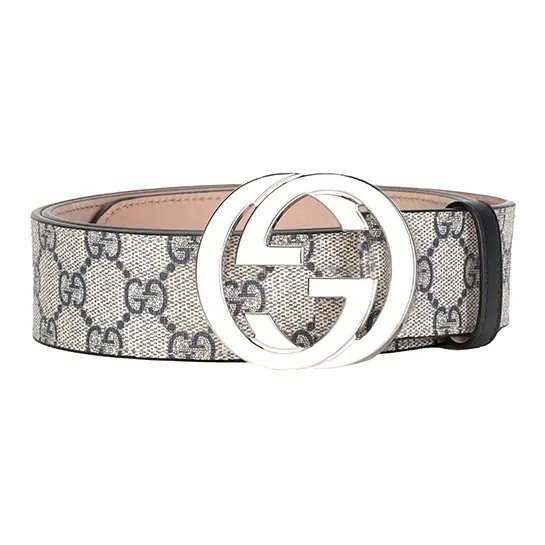GUCCI Interlocking G Palladium Buckle Belt Gg Supreme 1.5'W-0