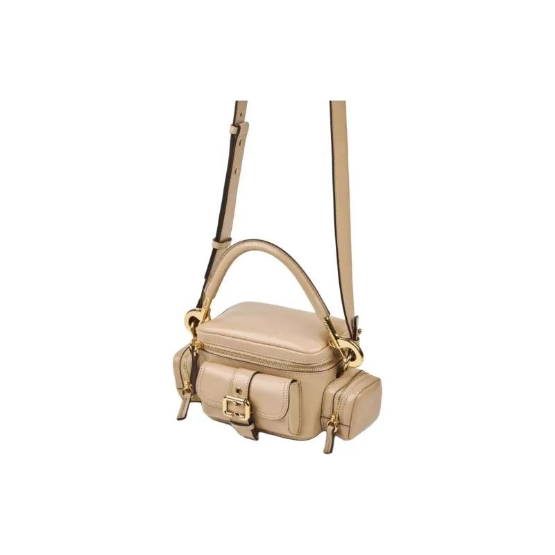 Chloe Cow Leather One Shoulder Handbags Small Size Women's Brown-1