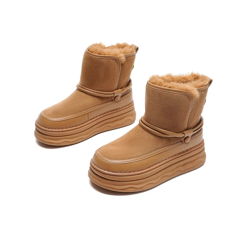 EBLAN Short Snow Boots Women's Camel-1