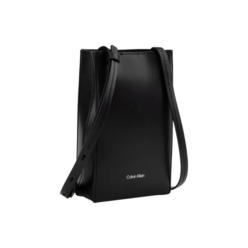 CALVIN KLEIN Cow Leather Crossbody Cell Phone Pouch Medium Size Women's Space Black-1