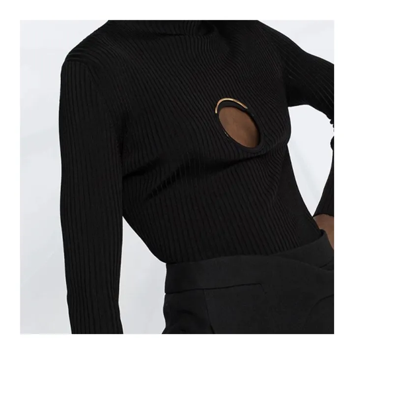 VERSACE Slim Fit Sweater Spring And Autumn Women's Black-4