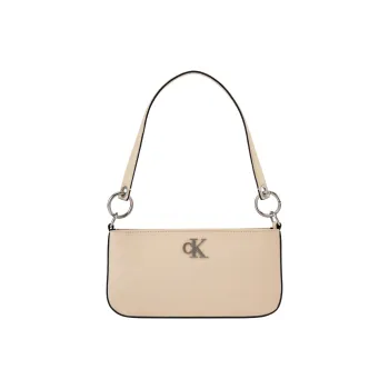 CALVIN KLEIN Blended Material Shoulder Bag Medium Size Women's Almond Yellow