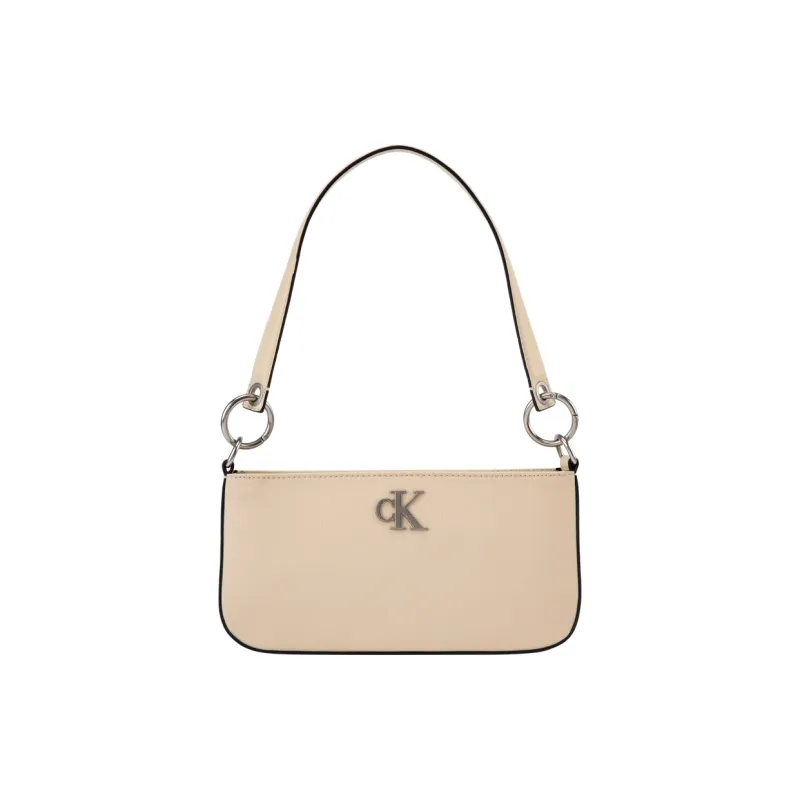 CALVIN KLEIN Blended Material Shoulder Bag Medium Size Women's Almond Yellow-0