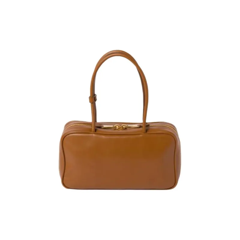 MIU MIU Beau Calfskin Handbag Medium Size Women's Cognac Brandy-2
