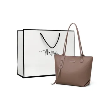 MILLIE'S Cow Leather Tote Bag, Shoulder Bag Tubas Women's Beech Brown/Cream Apricot