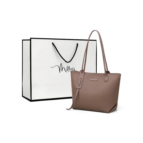MILLIE'S Cow Leather Tote Bag, Shoulder Bag Tubas Women's Beech Brown/Cream Apricot