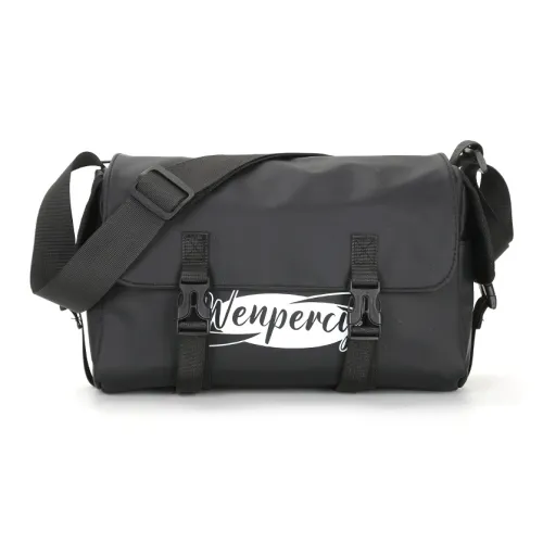 Wenpercy PU Shoulder Bag Large Size Unisex Black