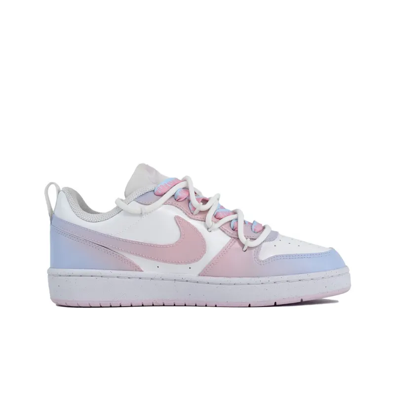 Nike Court Borough Low Dream Blue Sakura Anti-Slip Wear-Resistant Low-Top Kids' Skateboarding Shoes Pink Blue Teenagers-1